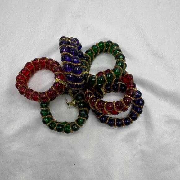 VTG set of 6 glass bead napkin rings - Picture 2 of 5